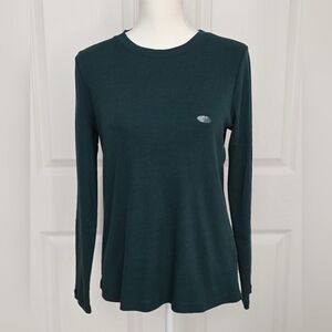 24/7 Maurices | Elegant Deep Green Ribbed Long Sleeve Top